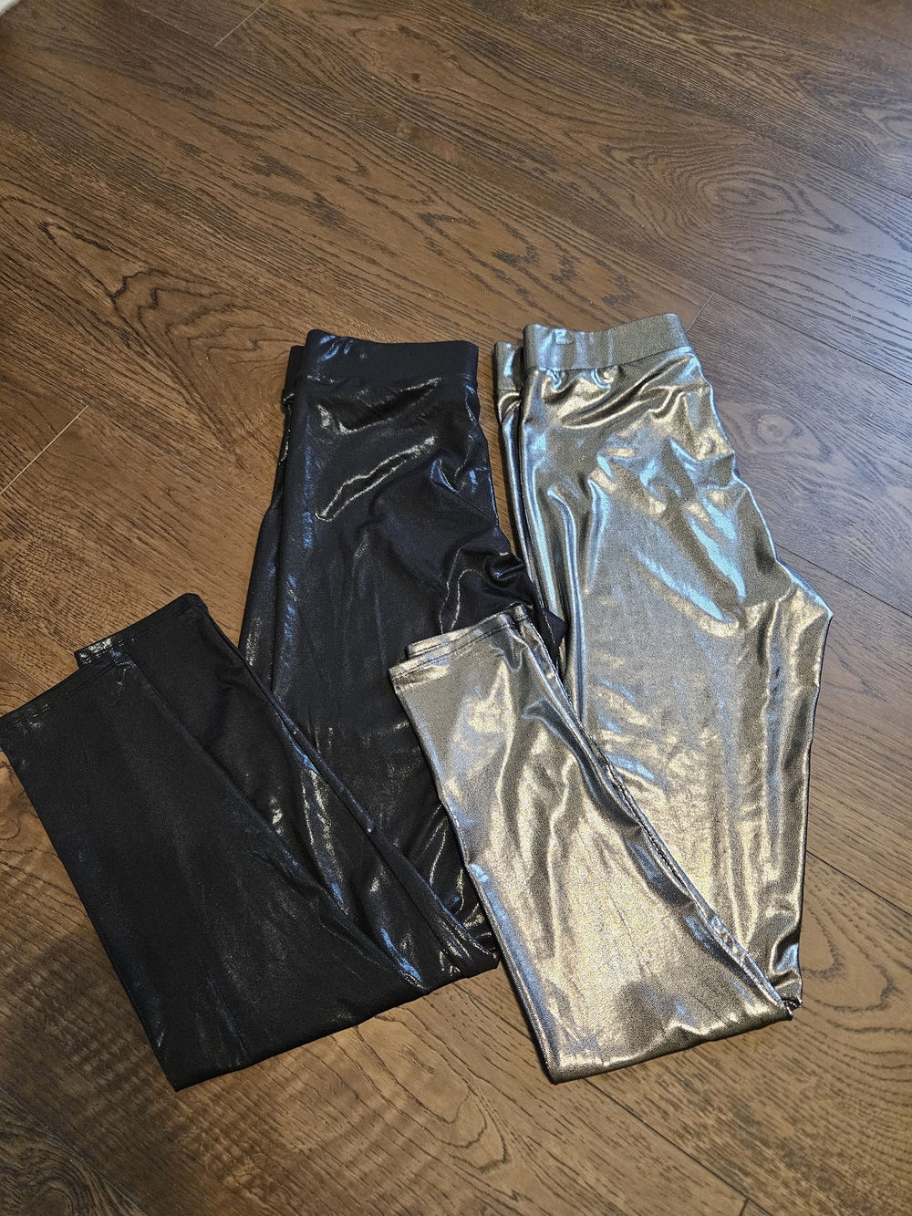 Metallic Shimmer Leggings - Black & Silver